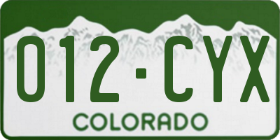 CO license plate 012CYX