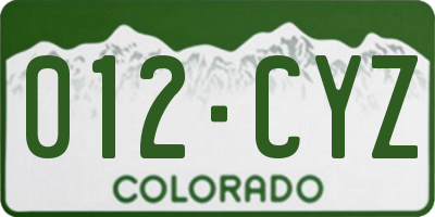 CO license plate 012CYZ