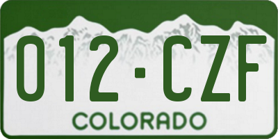 CO license plate 012CZF
