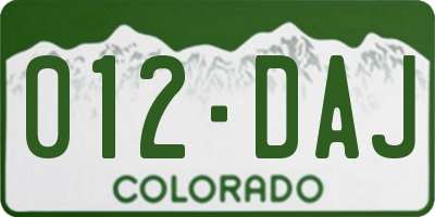 CO license plate 012DAJ
