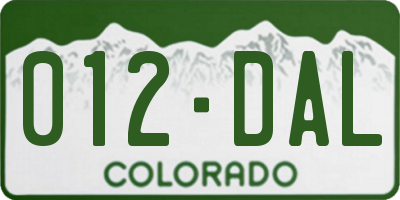 CO license plate 012DAL