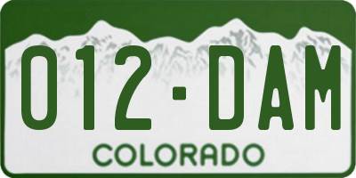 CO license plate 012DAM