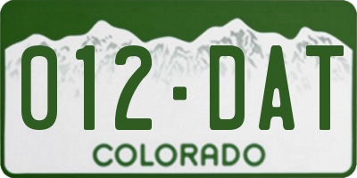 CO license plate 012DAT