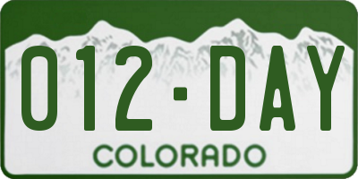 CO license plate 012DAY