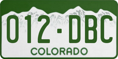 CO license plate 012DBC