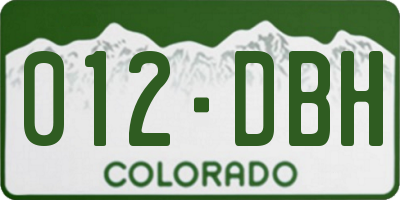 CO license plate 012DBH