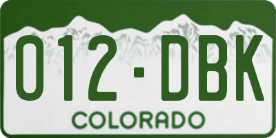 CO license plate 012DBK