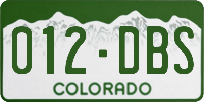 CO license plate 012DBS