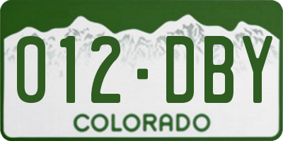 CO license plate 012DBY