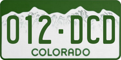 CO license plate 012DCD