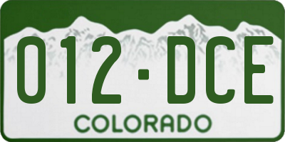 CO license plate 012DCE