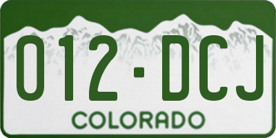 CO license plate 012DCJ