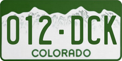 CO license plate 012DCK