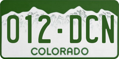 CO license plate 012DCN