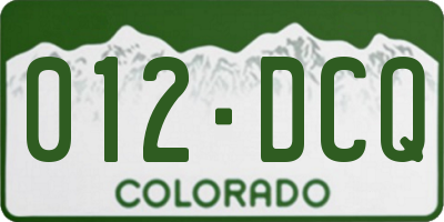 CO license plate 012DCQ