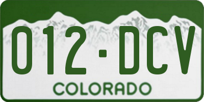 CO license plate 012DCV