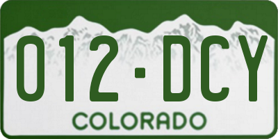 CO license plate 012DCY