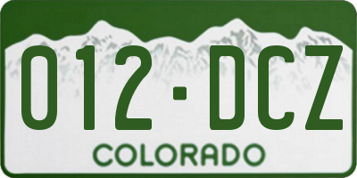 CO license plate 012DCZ