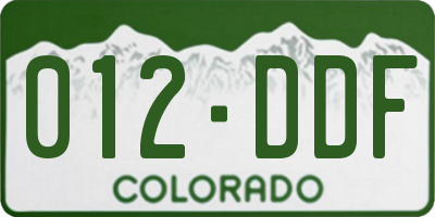 CO license plate 012DDF