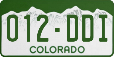 CO license plate 012DDI
