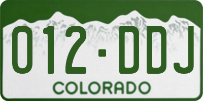 CO license plate 012DDJ