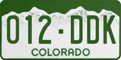 CO license plate 012DDK