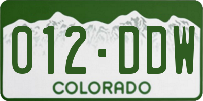 CO license plate 012DDW