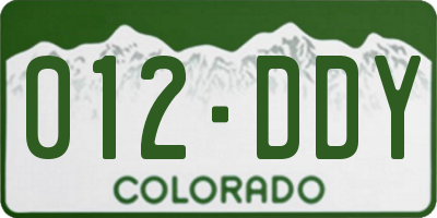 CO license plate 012DDY