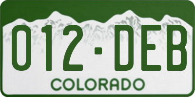 CO license plate 012DEB