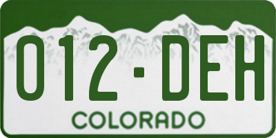 CO license plate 012DEH