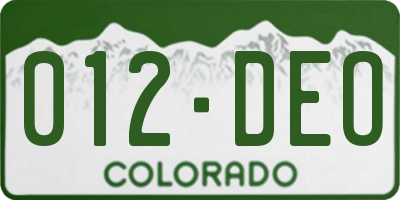 CO license plate 012DEO