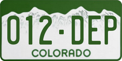 CO license plate 012DEP