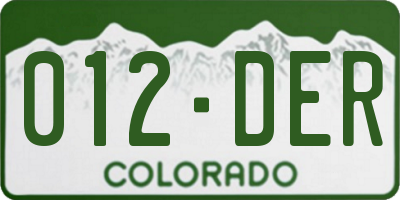 CO license plate 012DER