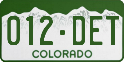 CO license plate 012DET