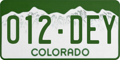 CO license plate 012DEY