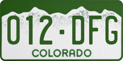 CO license plate 012DFG