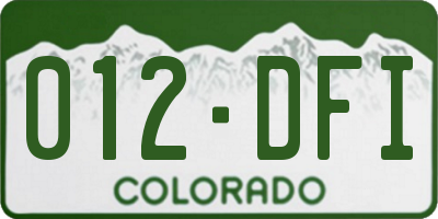 CO license plate 012DFI