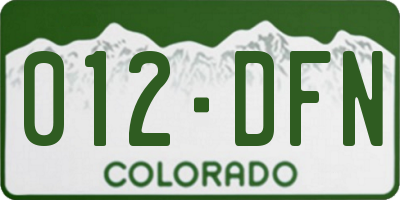 CO license plate 012DFN