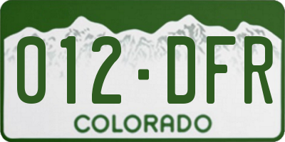 CO license plate 012DFR