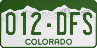 CO license plate 012DFS