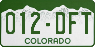 CO license plate 012DFT