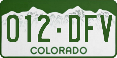 CO license plate 012DFV