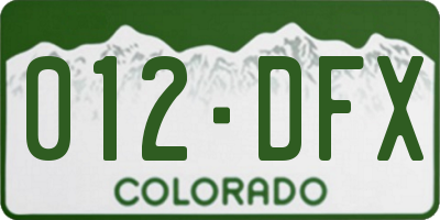 CO license plate 012DFX