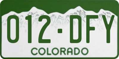 CO license plate 012DFY