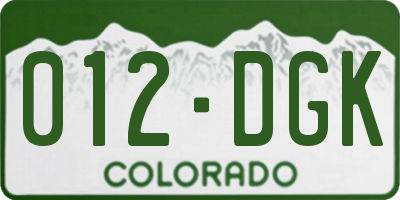 CO license plate 012DGK