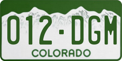 CO license plate 012DGM