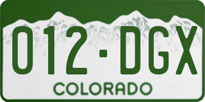CO license plate 012DGX