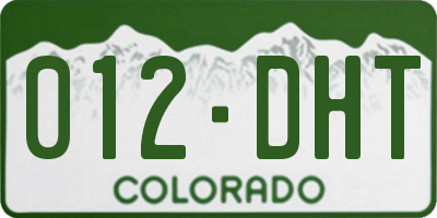 CO license plate 012DHT