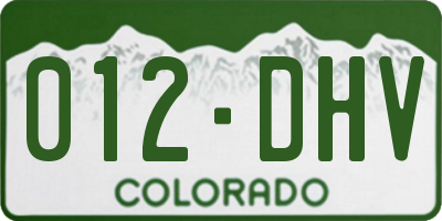 CO license plate 012DHV
