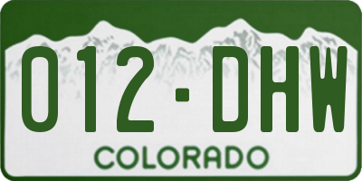 CO license plate 012DHW